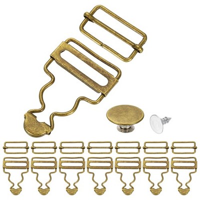 8 sets metal buckles for suits, suspender clips 1-1/8\'' bronze