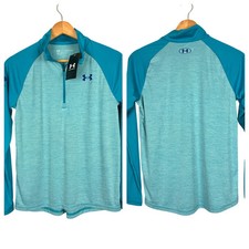 NWT UNDER ARMOUR Boys Youth L Blue Velocity 1/2 Zip Pullover Performance Top