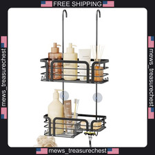 Stainless Steel Over the Door Shower Caddy with Hooks and Soap Holder