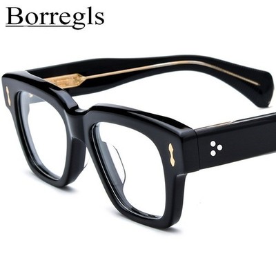 Premium Retro Square Thick Acetate Eyeglasses Full Rim Glasses Men Women Frames