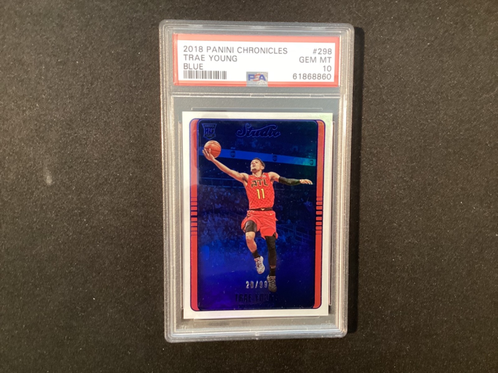TRAE YOUNG 2018 PANINI CHRONICLES #298 BLUE #20/99 PSA 10 GEM MINT ROOKIE POP 16