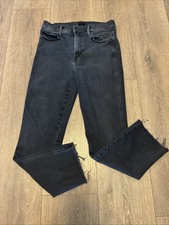 MOTHER Jeans High Waisted Rascal Ankle Fray Black Women  s Size 28 28x24 