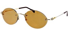 Vintage FRED Fidji 50mm 23K Gold Rimless Sunglasses France Excellent Unisex