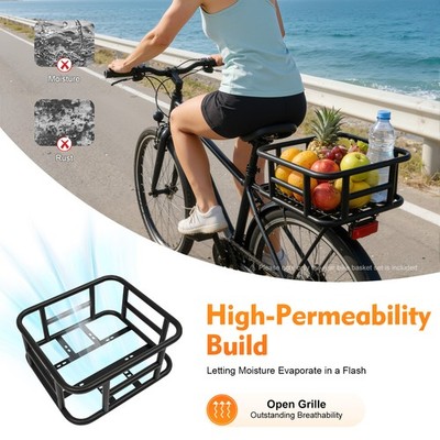 Fahrrad-Hinterradkorb, abnehmbarer Fahrradkorb 15kg, Eisen Hinterer Fahrradkorb