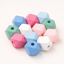 Pastel Multicolor Geometric Wood Beads, Large Jewelry Making, Crafts 20mm