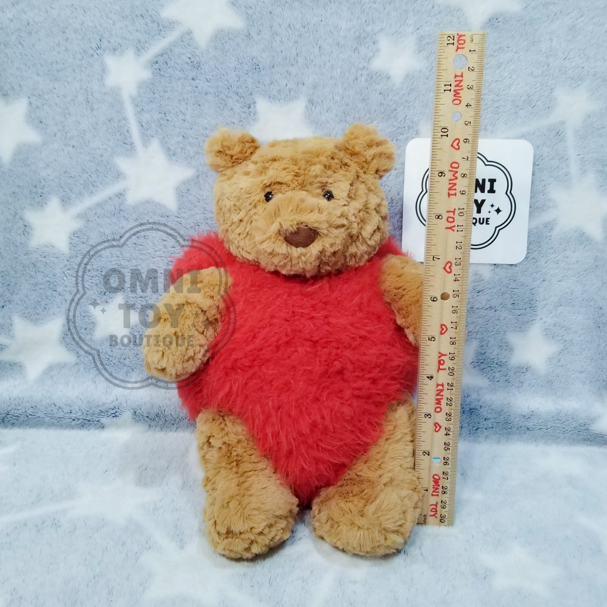 AUTHENTIC Jellycat Bartholomew Bear Heart throb Red Retired Plush