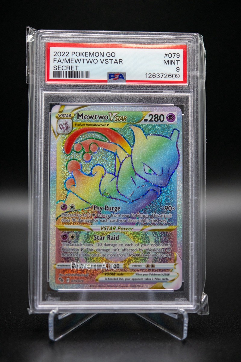 Mewtwo VSTAR 079/078 Secret Rare Pokémon GO PSA 9 Mint Rainbow