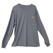 Carhartt Loose Fit Long Sleeve T Shirt Blue Pocket Mens Size Medium