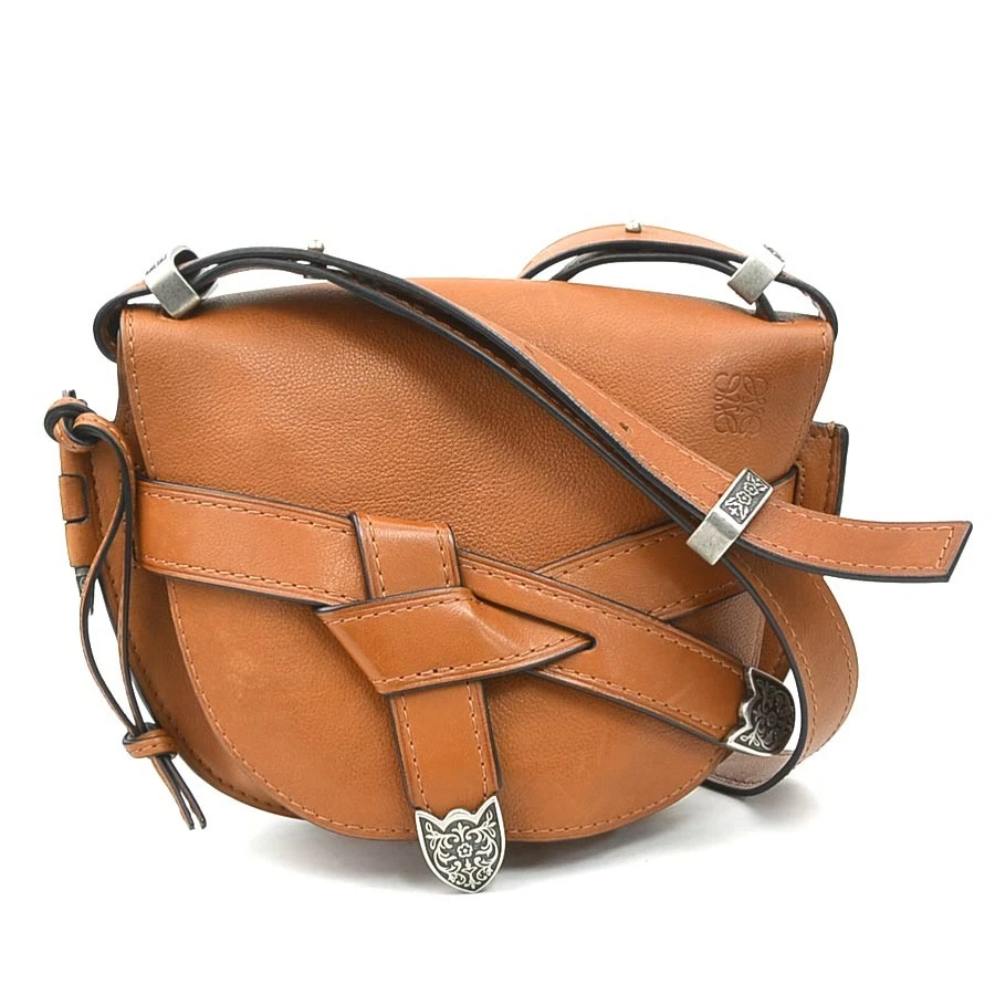 Loewe — Auth LOEWE Gate Bag Western Small Shoulder Bag Brown Leather - 90246i