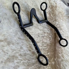 Black Steel 5” Cathedral Mouth 8 1/2” Cheeks Silver Dots Horse Tack Bit