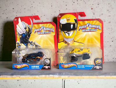 Lot of 2 Hot Wheels Power Rangers MegaForce Yellow Ranger Tiger