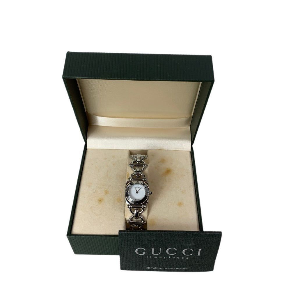 GUCCI Horsebit 6400L Silver White Dial Women's Quartz Watch with Box