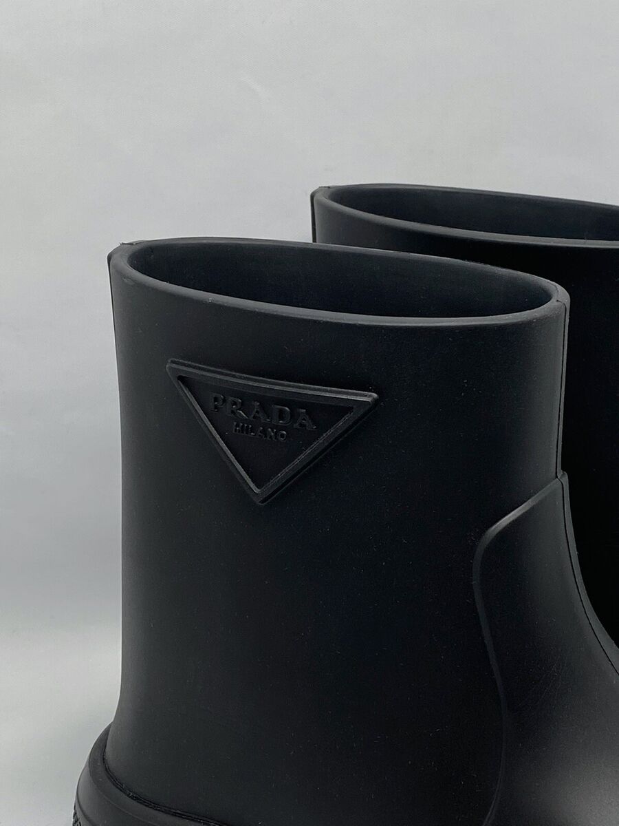 Prada Rubber Logo Pull-On Rain Booties size 36 | eBay Prada Rubber Logo Pull-On Rain Booties size 36 | eBay