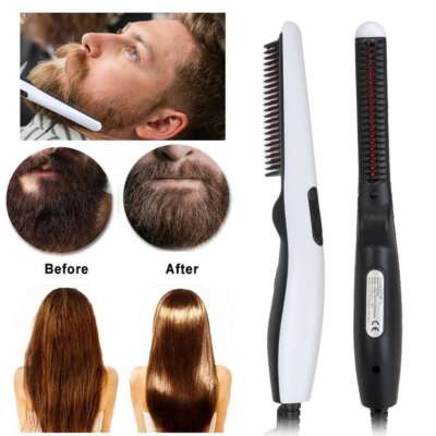 Hair Beard Straightener Comb Quick Heated Brush Styler For Men Pro Hair Electric