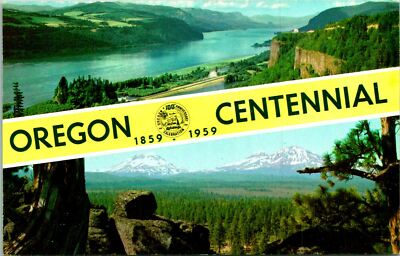 Oregon Centennial Three Sisters Columbia River Gorge Postcard unused (23134)