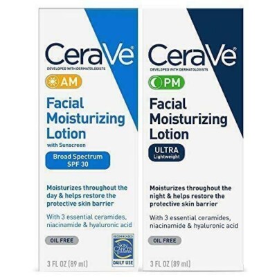 AM-PM Facial Moisturizing Lotion SET-Night-Day Cream with Hyaluronic Acid 12M
