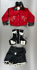Kids Girls Cowboy Shirt Vest Skirt Set Costume Walls Western Wear Vintage