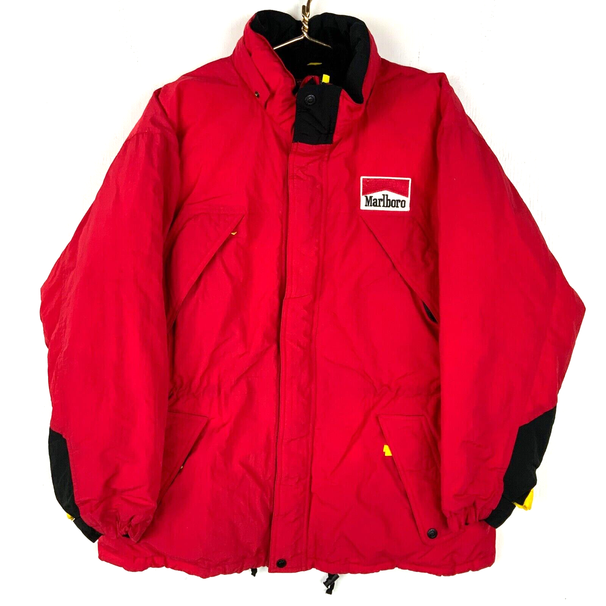 Vintage Marlboro Down Puffer Jacket Size Large Red Full Zip Vintage Marlboro Down Puffer Jacket Size Large Red Full Zip