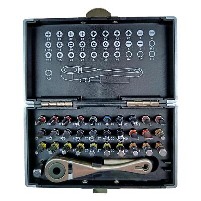 TOOLOVA 4060214 Bit-Box mit Bits und Ratsche, in Kunststoffbox, 33-teilig