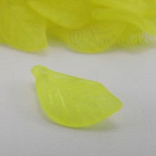 Yellow Frosted Leaf Charms 18mm Acrylic Leaves Pendants C9589 -50, 100 Or 200PCs