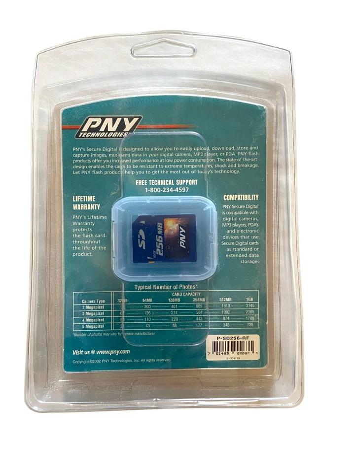 PNY 256mb SD Camera Memory Card new in package - Image 2 of 2