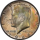 1968 D 50C Kennedy Silver Half Dollar Coin NGC MS64 Rainbow Toned Undergraded