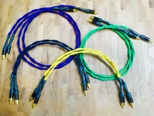 Audiophile RCA Interconnects Pair ISO-TWIST Rean Gold Custom Lengths/Colors 