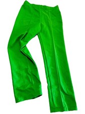 VTG 70s Sears Perma Prest Press Hi-Rise Pull On Pants Neon Green Polyester M/L 
