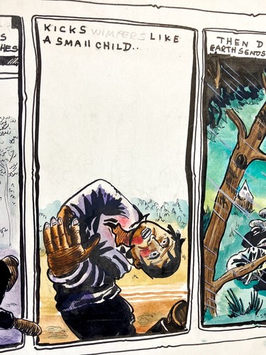 Original Comic-Strip-Kunst datiert CHUCK MILLER handgezeichnet Mann stirbt SKIZZE AUF DER VERSO - Bild 9 von 22