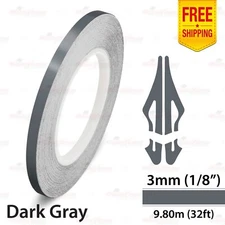 1/8" 3mm PinStriping Pin Stripe Tape Body Styling Decal Vinyl Sticker DARK GRAY