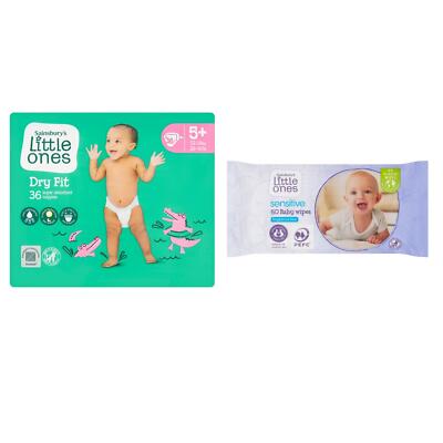 Little Ones Size 5+ Nappies Dry Fit 36 Pack 60 Fragrance Free