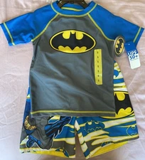 Batman boys swimsuit Rash Guard Bathing suit  Batman Kids 3Pc Swim Set UPF 50+