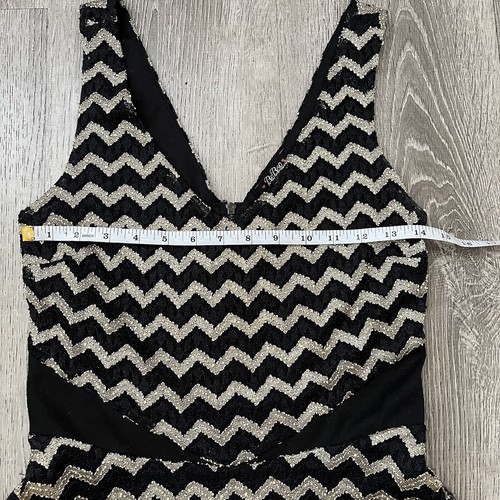 BEBOP Dress Black Gold Chevron Knit Sleeveless Size Medium - Picture 5 of 6
