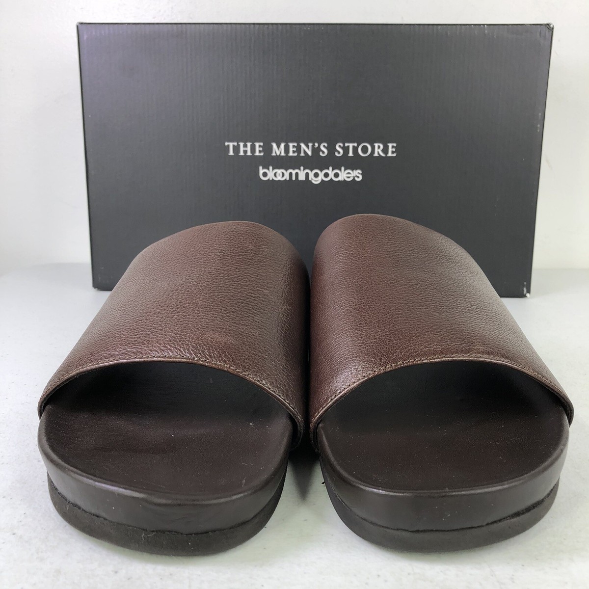 Men\'s Store Bloomingdales Exclusive Smith Brown Leather Men\'s Slides Sandals Windham Dark Brown Men main image 3