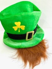 St Patricks Day Adult Leprechaun Shamrock Hat with Beard