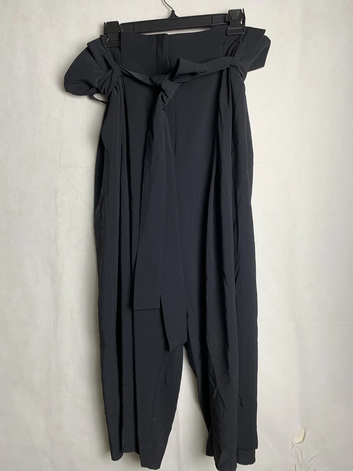 Pantalón corto para mujer Rachel Roy Vic bolsa de papel 18W Plus negro tiro alto plisado 5629 Foto 3 de 4