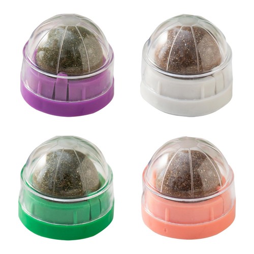 2PCS Rotatable Pet Catnip Ball Wall Toys Natural Cleaning Teeth for Cat Lick - Imagen 1 de 16