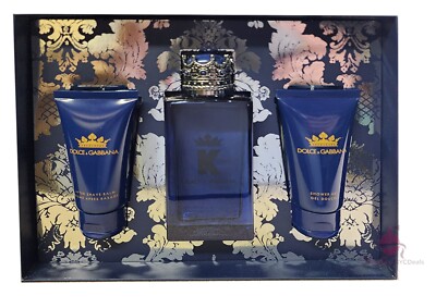 K by Dolce Gabbana 3 PC Set for Men-3.3 oz EDP+1.6 oz A/Shave+S/Gel - PARFUM