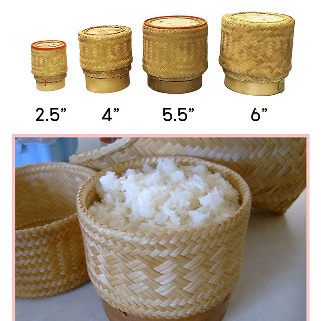 Small Kitchen Sticky Rice Bamboo Basket Thai Lao Food Handmade