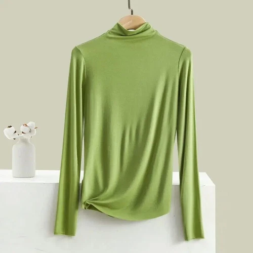 Damen Seide High Neck Top T-Shirt Unterhemd Strick Langarm - Bild 20 von 36