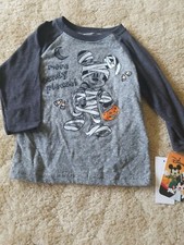 NEW Disney Mickey Mouse Halloween Mummy Boys Shirt "More Candy Please" Size 18 m