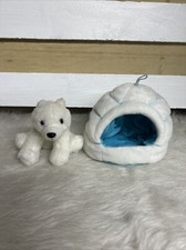 Wild Republic White Polar Bear Plush Stuffed Animal Toy with Igloo Hang Loop