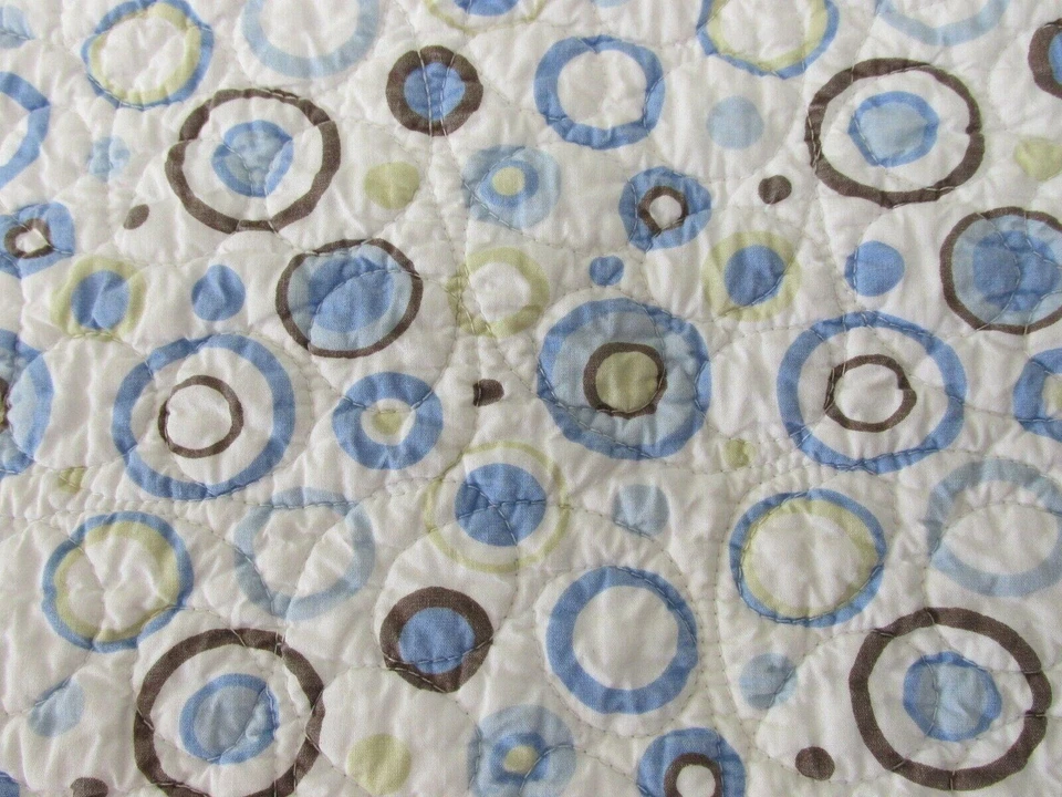 Manta Cuna Edredón Azul Marrón Círculos Lunares Algodón Juego Mat 35 x 42 por Tiddliwink Foto 4 de 4