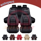 5 Seat Universal Car Seat Cover Deluxe Leather Full Set Cushion Protector Black