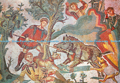 D071720 Piazza Armerina. Kammer der kleinen Jagd. Jagd Wildschwein. Conca
