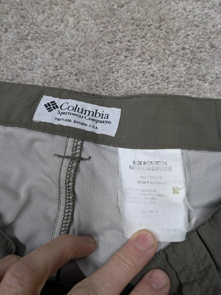 Pantalones de exterior Columbia para hombre 34 forrados de franela verde salvia rectos resistentes al agua Foto 4 de 4