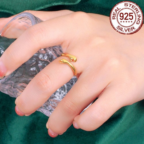 925 Sterling Silber Love Hug Ring Band offen Finger Damen Schmuck verstellbar - Bild 4 von 16