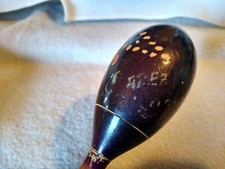 Hand carved and painted Mexican gourd shaker musical instrument vintage maraca