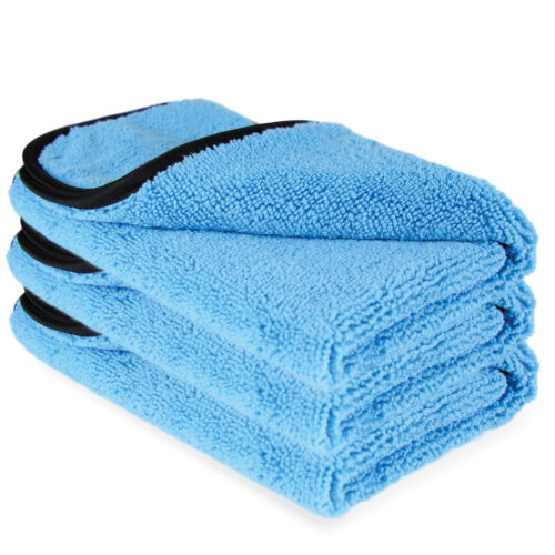 3 x Large Microfibre Towel 380gsm Satin Edged Car Wax Clean & Polish Detailing - Afbeelding 1 van 1