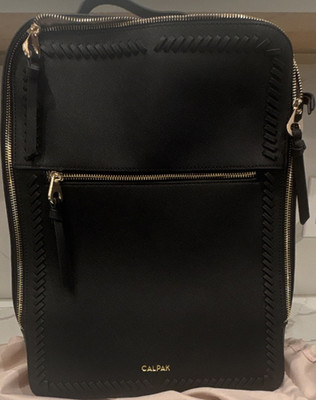CALPAK Black Backpack Gold Hardware Zip Adjustable Straps Original Dust Bag